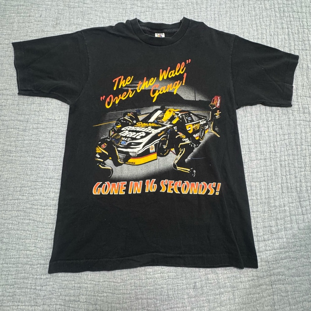 Vintage Rusty‎ Wallace Single Stitch L Graphic Tee Over The Wall Gang Pit Crew